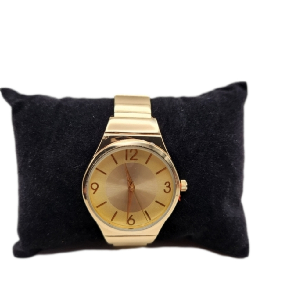 Women's Gold Tone Bangle Cuff Watch